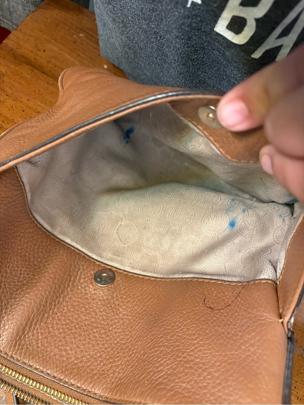 Michael Kors Brown Leather Crossbody Bag (NEEDS CLEANING INSIDE) - Picture 10 of 12